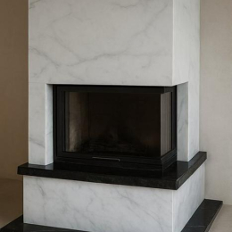 Камин из белого мрамора Olva